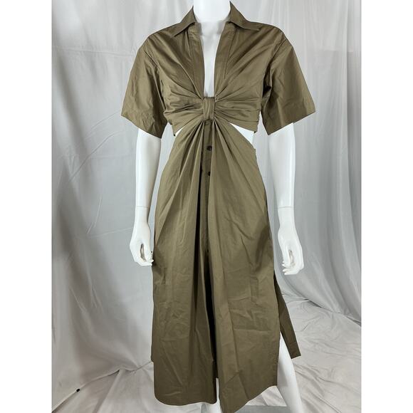 A.L.C. 'Georgia' Green Cotton Dress Size 2 - Picture 2 of 4